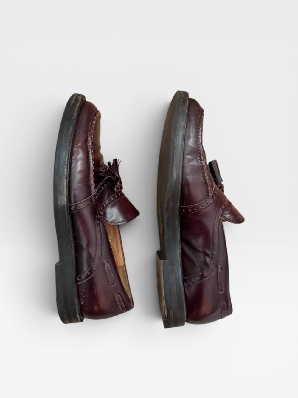Dries Van Noten Burgundy Tassel Leather Loafers - Picture 2 of 6